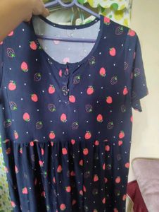Strawberry Print Midi Dress