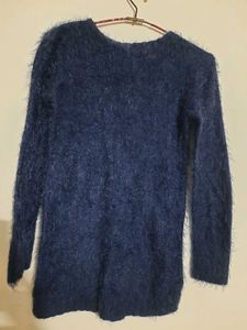 Fuzzy Blue Heart Sweater