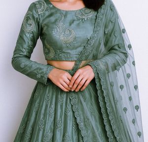 Sea Green Lehenga Blouse For Wedding