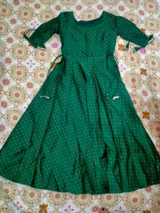 Inddus Dark Green Anarkali Kurta
