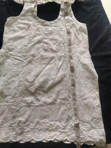 White Chikankari Kurti - L