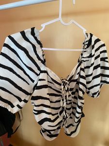 H&M Zebra Print Tie Top