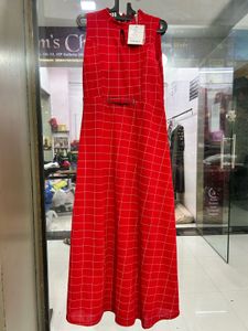 Red Checked Maxi Dress