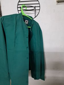 Symbol Mandarin Collar Green Shirt Medium