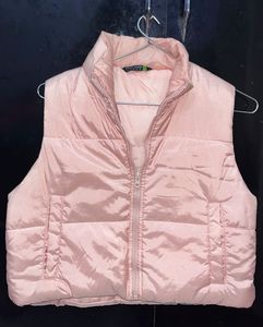 Peachy Pink Cropped Puffer Vest