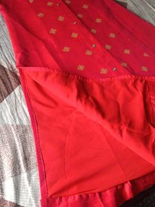 Red Embroidered Kurta
