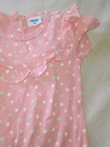 Cute Baby Girl Romper – Pink with Stars &amp; Hearts