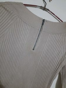 Ribbed Zipper Mini Dress