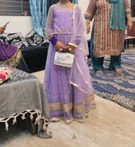Girls' Lilac & Gold Indian Dress