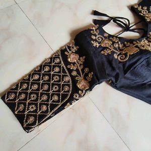 Exquisite Black Embroidered Blouse for Sarees