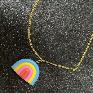 Handmade Clay Rainbow Necklace 🌈