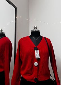 Red Thin Cardigan