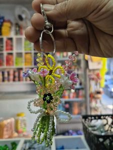 Handcrafted Beaded Flower Keychain