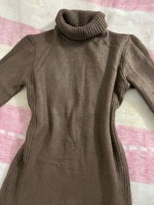 Brown Turtleneck Sweater Dress