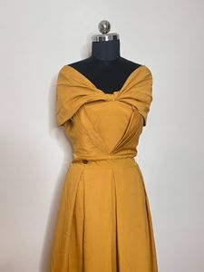 Padded Vintage Mustard Dress