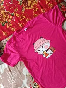 Bubble Tea Buddy Oversized T-Shirt – Hot Pink💗