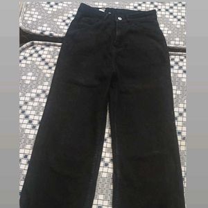 Women Solid Denim High Waist Wide Leg Jeans Pants