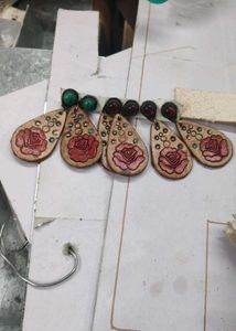 Leather Rose Drop Earrings