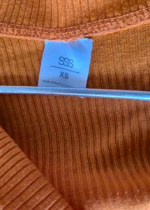 Orange Ribbed Crop Top