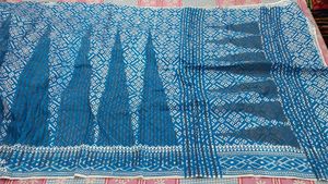 Blue & White Patterned Sari