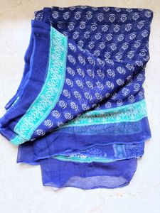 Unused Pure Chiffon Block Print Saree
