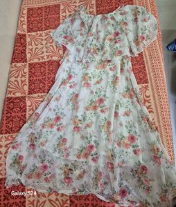 Ladies White Floral Frock
