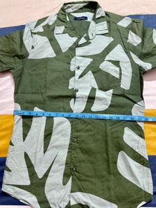 Green Floral Half Sleeve Shirt