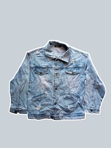 Distressed Blue Denim Jacket With A Touch Of 90s