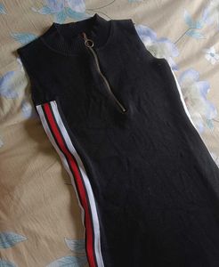 Black Racer Stripe Mini Dress