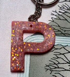 New P Letter Keychain Resin