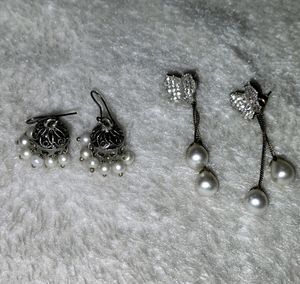 Set Of 2 Earings (Oxidised And Butterfly Earring)
