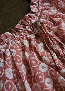 Patterned Off-Shoulder Pleated Dress