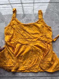 Cute Yellow Peplum Tank Top