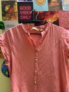 Coral Button-Down Kurta