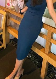 Teal Sweetheart Neck Bodycon Dress