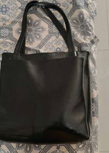 Black Croc-Embossed Tote Bag