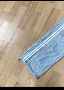 Baggy Side-Striped Denim Jeans.