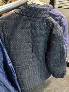 Navy Polka Dot Puffer Jacket