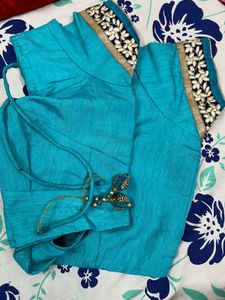 Sky Blue Saree With Blouse