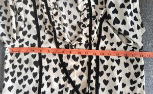 Heart Print Tie Neck Blouse