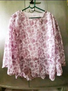 Printed Top with Umbrella Sleeves