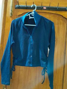 Blue Ribbed Top