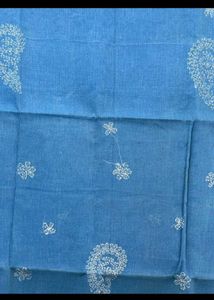 Blue Chikankari Cotton Saree
