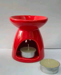 Pink Ceramic Aroma Diffuser With Candle