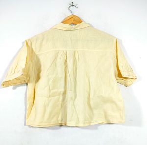 Butter Yellow Shirt Crop Tops (Women&#39;s)