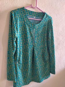 Stylish Teal Patterned Top for Girls / Women