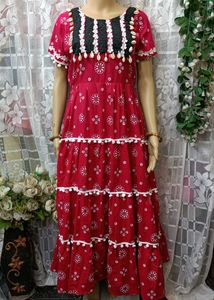 Dark pink Printed Ethnic gown