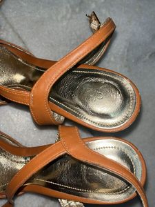 Brown Open-Toe Heels 3 Cm Dressberry Size36