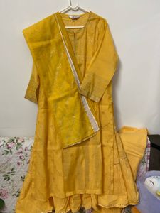 BIBA 4 Piece Gorgeous New Yellow Kurta Set