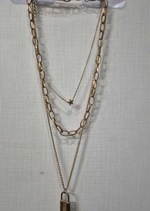 🔒✨ Triple Layered Charm Necklace